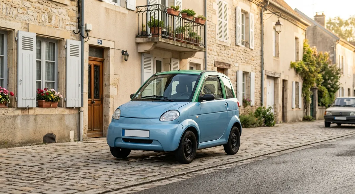 Voiture sans permis garée en ville